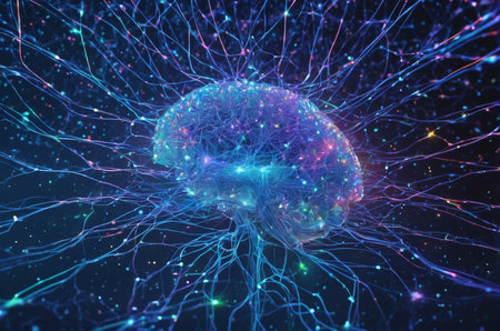 Human brain with connections. 3D rendering, 3D illustration.