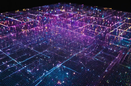 Futuristic technology background with circuit board and lights. 3d renderingの写真素材