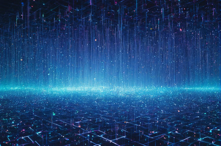 Futuristic technology background with glowing lines and dots. 3d renderingの写真素材