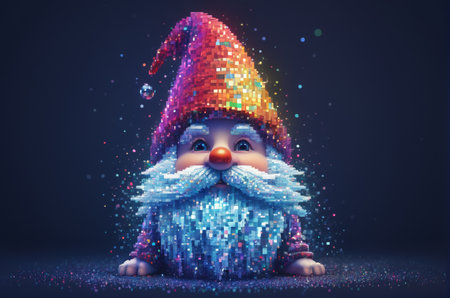 Funny Christmas penguin with Santa Claus hat. 3D renderingの写真素材