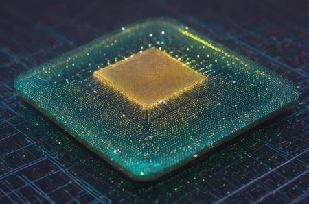 Microprocessor chip close-up. The concept of a modern technologyの写真素材