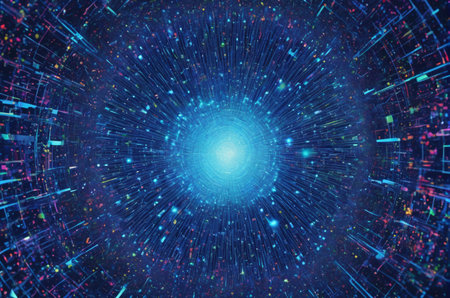 abstract blue space background with stars and nebula. 3d rendering