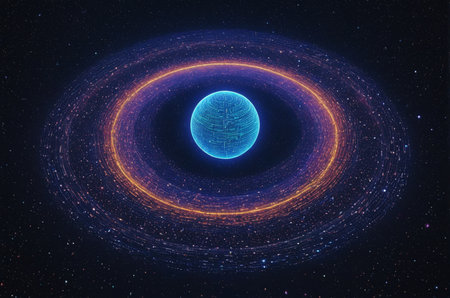 3d illustration of abstract fractal background with planet in space.