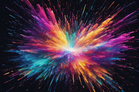 Abstract colorful explosion on black background. 3d rendering, 3d illustration.
