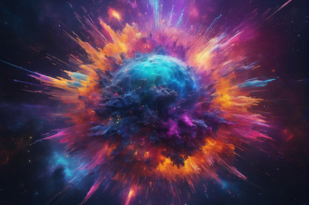 Nebula in space surrounded by stars and galaxies. 3D rendering