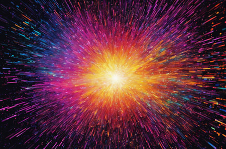 Abstract background with colorful rays and sparkles. 3d rendering.
