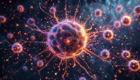 3D illustration of a virus or bacteria cell.