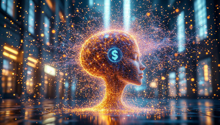 Digital brain with glowing dollar sign. Artificial intelligence concept. 3D Renderingの写真素材