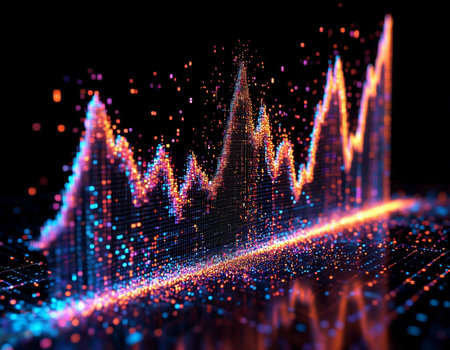 3d illustration of abstract digital background with bokeh lights.の写真素材