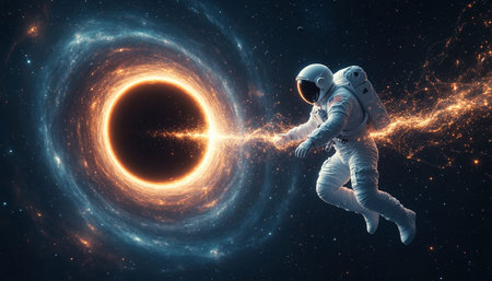 Astronaut in space against the background of the planet. 3D rendering