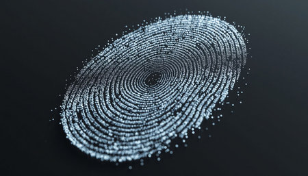 Fingerprint. Fingerprint with a binary code. 3d rendering