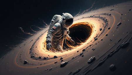Astronaut in space. Mixed media. Mixed media. Mixed media