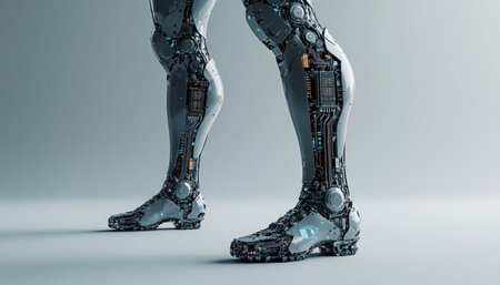Cyborg woman legs. 3d rendering. Futuristic robot.の写真素材