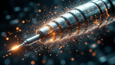 3d rendering of a medical syringe with particles in the backgroundの写真素材