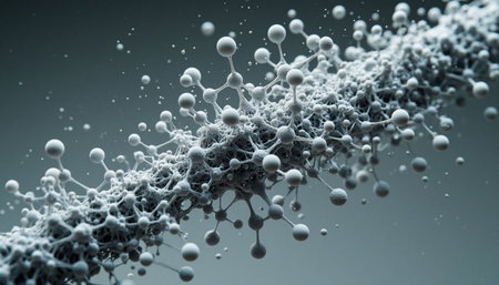 3d render of molecule structure. Science background. Futuristic dna or atom.