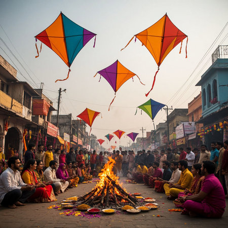Unidentified people at the Kite Festival in Kolkata, India. Kite Festival is one of the most popular festivals in India.の写真素材