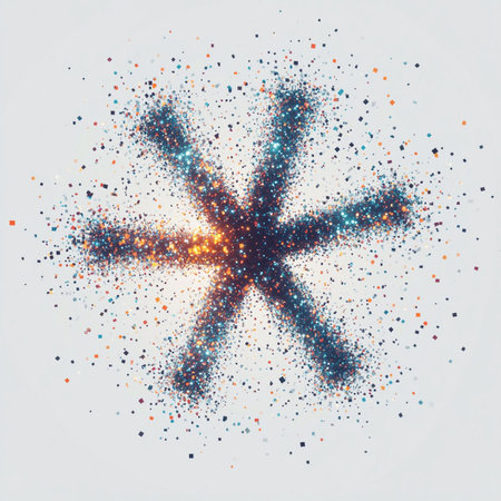 Abstract explosion of multicolored particles on a white background. Vector illustration