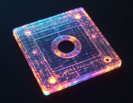 Abstract microchip on a dark background. 3D Rendering.