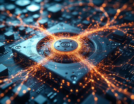 Futuristic abstract technology background with circuit board. 3d rendering