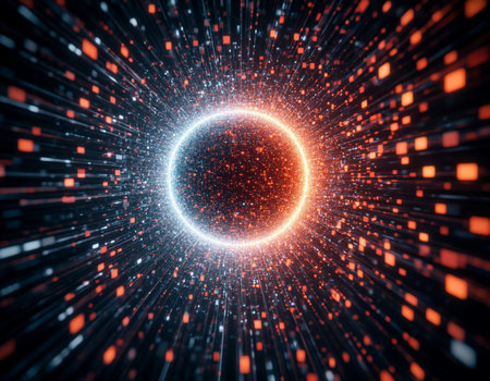 Abstract background. luminous swirling. Elegant glowing circle. Sparking particle. Space tunnel....