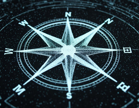 Compass on a dark background. 3d rendering toned imageの写真素材