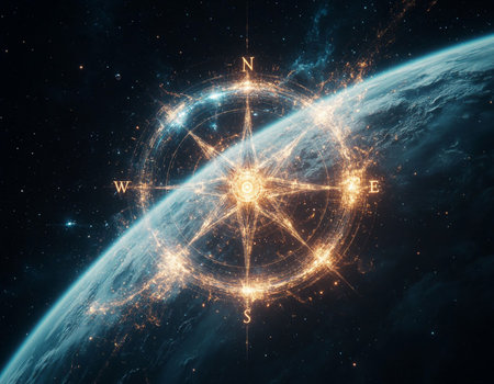 Futuristic abstract background with space and planets. 3D rendering