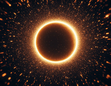 abstract golden circle on a black background. 3d rendering - illustration