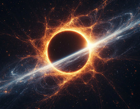 Solar eclipse in space, computer generated abstract background, 3D rendering