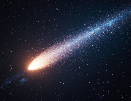 A comet in the night sky.の写真素材