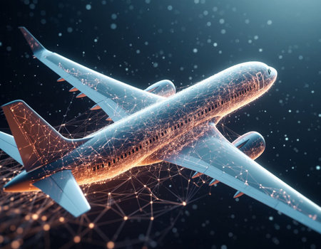 Airplane in abstract polygonal style. 3D Renderingの写真素材