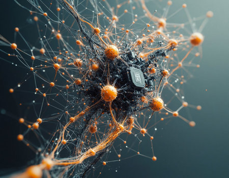 3d illustration of neuron cell and neurons. Science and medical background.