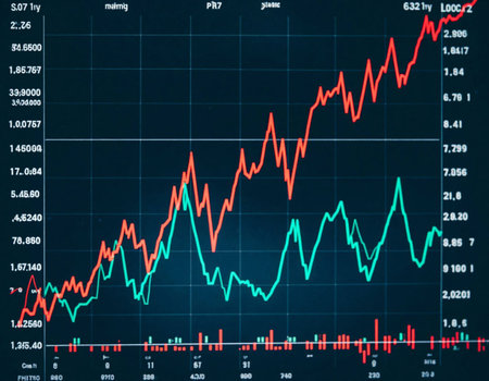 financial graph on the stock market, financial data on the digital screen