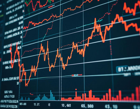 Stock market or forex trading graph and candlestick chart suitable for financial investment concept....