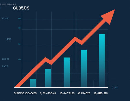Growth graph on blue background. Vector illustration. Eps 10.