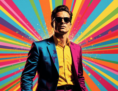 Portrait of a handsome young man in sunglasses. Men's beauty, fashion.の写真素材