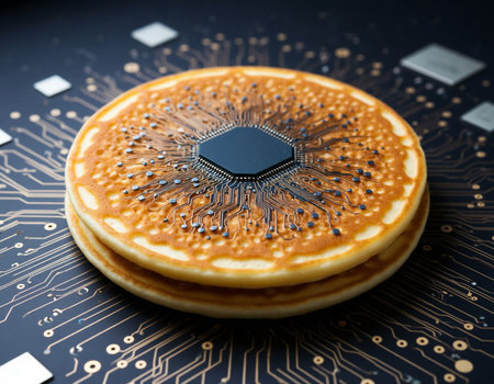 Circuit board with a processor close-up