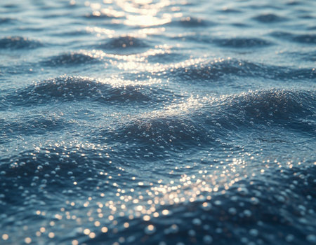 Close up of water surface with sunlight effect. Abstract background and texture.