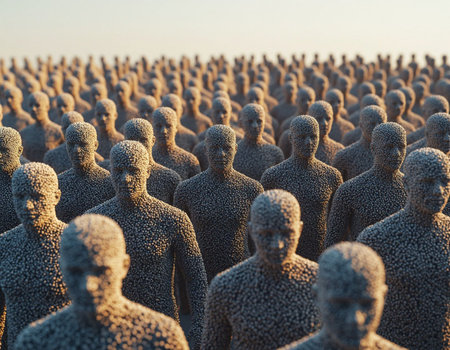 Sculpture of people in a row in the Netherlands.