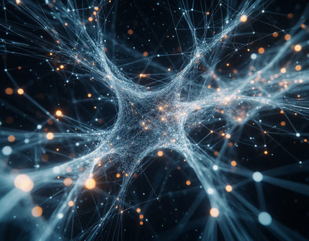 3D illustration of abstract digital technology background. Network connection structure.