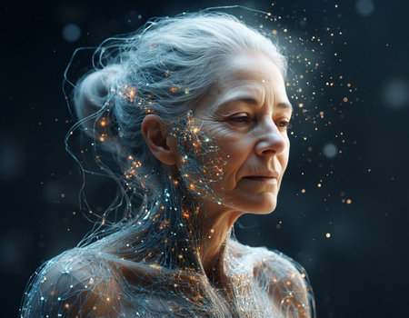 Portrait of an elderly woman. The concept of aging and aging.