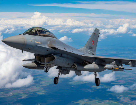 Polish Air Force (Polish Air Force) Eurofighter Typhoon in flight.