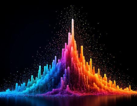 Abstract colorful music equalizer on black background. Vector illustration. Eps 10