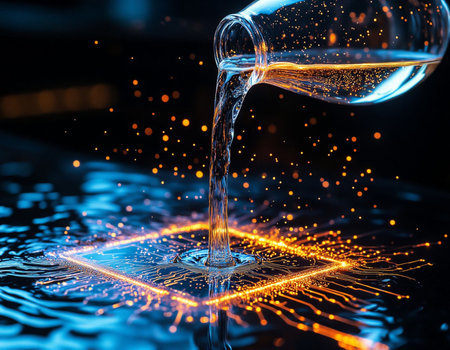 Pouring water into a glass on a black background. 3d rendering