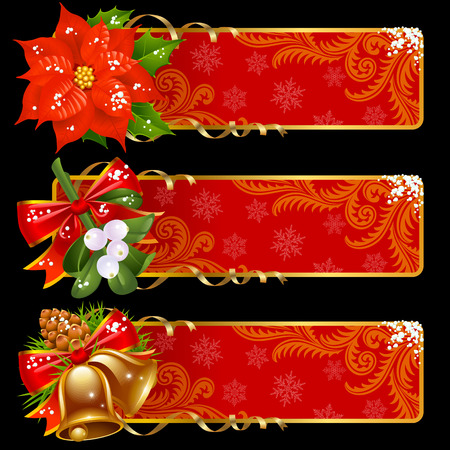 Christmas and New Year horizontal bannersのイラスト素材