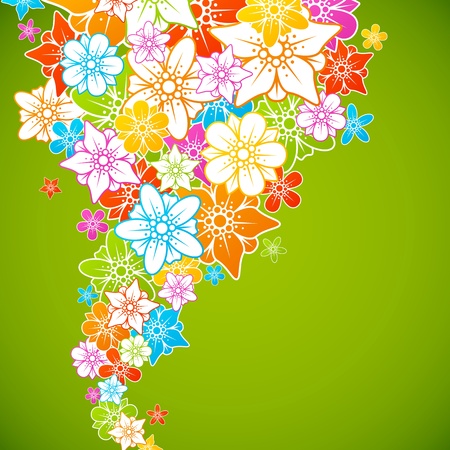 Floral colorful background. Style flowers border frame.のイラスト素材