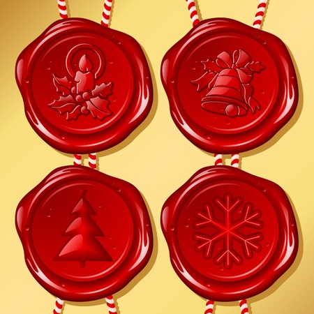 Set of Christmas sealing waxのイラスト素材