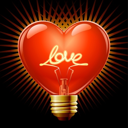 Light bulb in the Shape of heartのイラスト素材