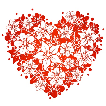 Red floral heartのイラスト素材