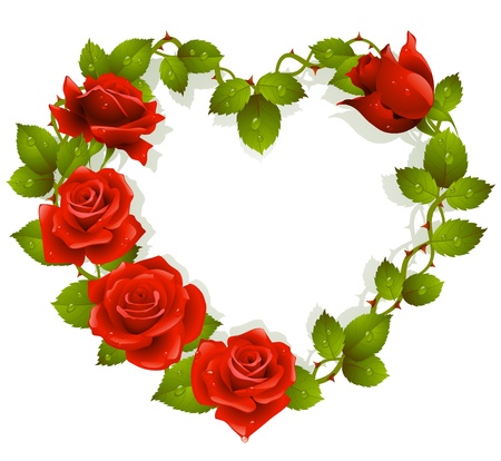 Framework from red roses in the shape of heartのイラスト素材