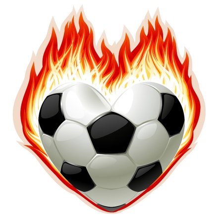 Vector football on fire in the shape of heartのイラスト素材